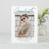 シグネチャースクリプトグリーンフォト卒業パーティー 招待状 (スタンド正面)