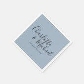 シグネチャースクリプトダスティブルーエレガントな結婚式 スタンダードカクテルナプキン (角)