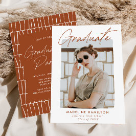 シグネチャースクリプトテラコッタ写真卒業パーティー 招待状