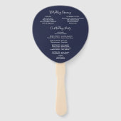 シグネチャースクリプトネイビーブルー結婚式 プログラム ハンドファン (裏面)