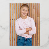 シグネチャースクリプトバラ金ゴールド写真Holy Communion 箔招待状 (裏面)