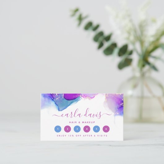 シグネチャースクリプトパープルブルーアルコールインク ロイヤリティカード (スタンド正面)