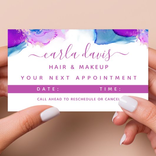 シグネチャースクリプトパープルブルーアルコールインク 予約カード