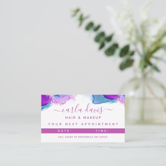 シグネチャースクリプトパープルブルーアルコールインク 予約カード (スタンド正面)