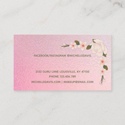 シグネチャースクリプトピンクとグリーンのフローラ事業  名刺 (裏面)