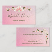 シグネチャースクリプトピンクとグリーンのフローラ事業 名刺 (正面/裏面)