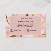 シグネチャースクリプトピンクグラムグリッター大理石モダン 名刺 (裏面)