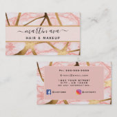 シグネチャースクリプトピンクグラムグリッター大理石モダン 名刺 (正面/裏面)