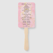 シグネチャースクリプトピンク金ゴールド大理石結婚式 プログラム ハンドファン (裏面)