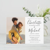 シグネチャースクリプトフォトモノクロ結婚ズ 招待状 (スタンド正面)