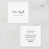 シグネチャースクリプトフォント白黒の四角形 スクエア名刺 (正面/裏面)