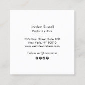 シグネチャースクリプトフォント白黒の四角形 スクエア名刺 (裏面)