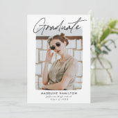 シグネチャースクリプトブラックフォト卒業パーティー 招待状 (スタンド正面)