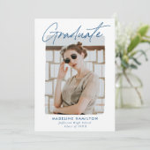 シグネチャースクリプトブルーフォト卒業パーティー 招待状 (スタンド正面)