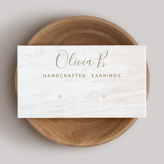 シグネチャースクリプトホワイトウッドイヤリングディスプレイブシン 名刺