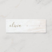 シグネチャースクリプトホワイトウッドイヤリングディスプレイミニB スキニー名刺 (正面)