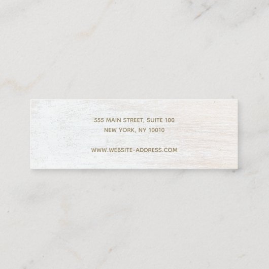 シグネチャースクリプトホワイトウッドイヤリングディスプレイミニB スキニー名刺 (裏面)