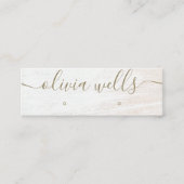 シグネチャースクリプトホワイトウッドイヤリングディスプレイ スキニー名刺 (正面)
