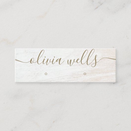 シグネチャースクリプトホワイトウッドイヤリングディスプレイ スキニー名刺 (正面)