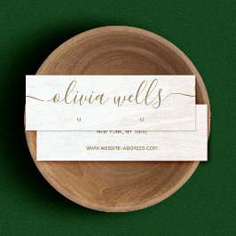 シグネチャースクリプトホワイトウッドイヤリングディスプレイ スキニー名刺