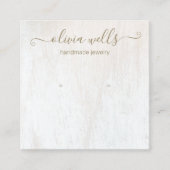 シグネチャースクリプトホワイトウッドイヤリング表示スクエア スクエア名刺 (正面)