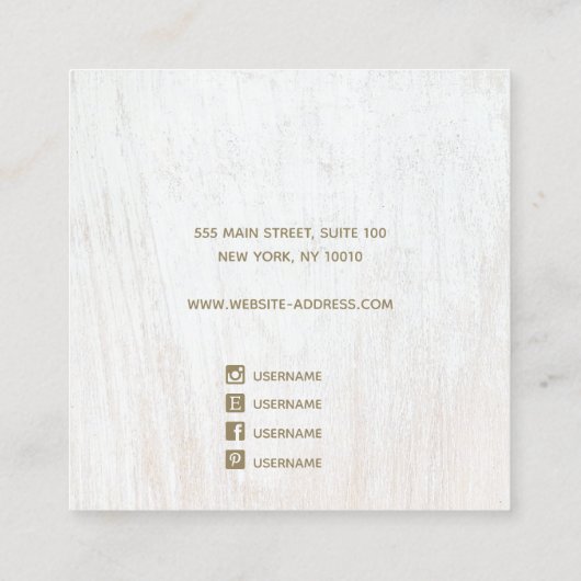 シグネチャースクリプトホワイトウッドイヤリング表示スクエア スクエア名刺 (裏面)