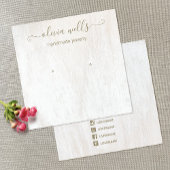 シグネチャースクリプトホワイトウッドイヤリング表示スクエア スクエア名刺