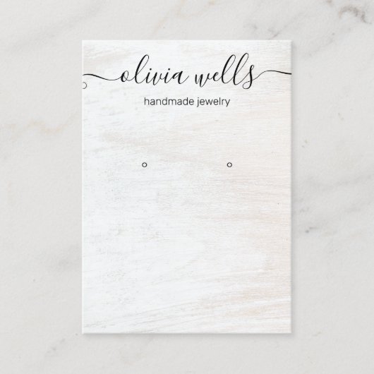 シグネチャースクリプトホワイトウッドイヤリング表示ホルダー 名刺 (正面)