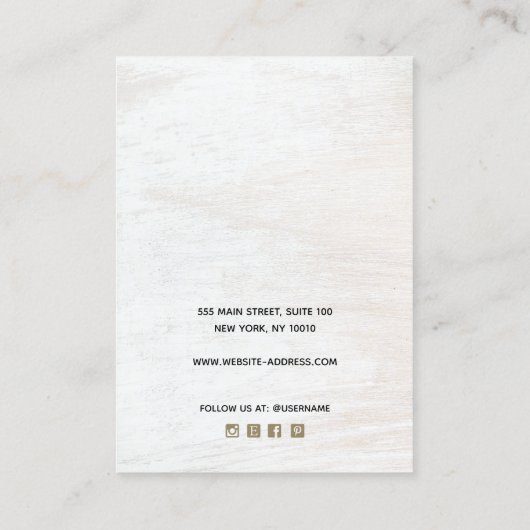 シグネチャースクリプトホワイトウッドネックレスイヤリング 名刺 (裏面)