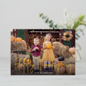 シグネチャースクリプトモダンハッピー感謝祭の写真 箔シーズンカード (立ち正面)