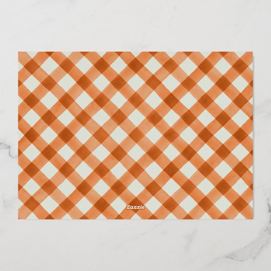 シグネチャースクリプトモダンハッピー感謝祭の写真 箔シーズンカード (裏面)