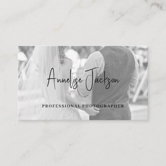 シグネチャースクリプトモダンフォトグラファー写真 名刺 (正面)