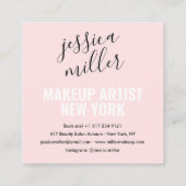 シグネチャースクリプトモダンライトピンクのメイクアーティスト スクエア名刺 (裏面)