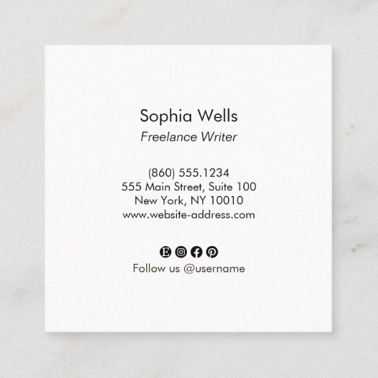 シグネチャースクリプトモダン、白プロフェッショナルスクア スクエア名刺 (裏面)