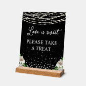 シグネチャースクリプト愛は甘い文字列ライト黒 アクリルサイン (傾斜)