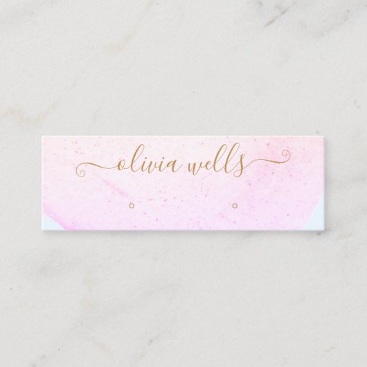 シグネチャースクリプト抽象芸術水彩スタッドイヤリング スキニー名刺 (正面)