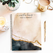 シグネチャースクリプト水彩ピンクブラック金ゴールド大理石 ノートブック