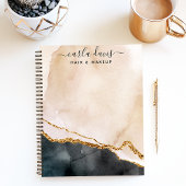 シグネチャースクリプト水彩ピンクブラック金ゴールド大理石 ノートブック