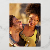 シグネチャースクリプト結婚写真のシルバー 箔招待状 (裏面)