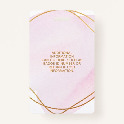 シグネチャースクリプト赤面ピンクウォーター色金ゴールド円 バッジ (裏面)