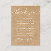 シグネチャースクリプト ウェディング ラスティック サンクス プレイスカード (正面)