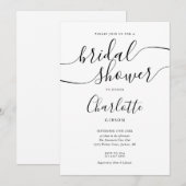 シグネチャースクリプト ブラック＆ホワイト ブライダルシャワー 招待状 (正面/裏面)