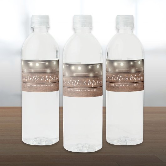 シグネチャースクリプト ラスティック ウッド ストリング ライト ウェディング ペットボトルラベル