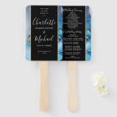 シグネチャースクリプトBlue Agate結婚式 プログラム ハンドファン (正面&裏面)