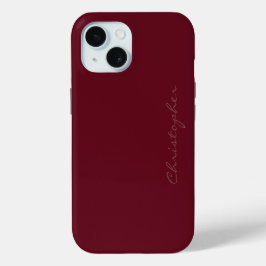 シグネチャースタイルのオータムバーガンディ iPhone 15ケース