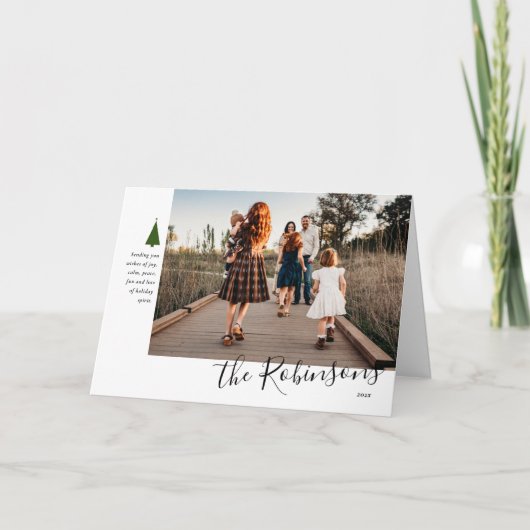 シグネチャーツリ独身のー写真折り畳みホリデーカード シーズンカード (正面)