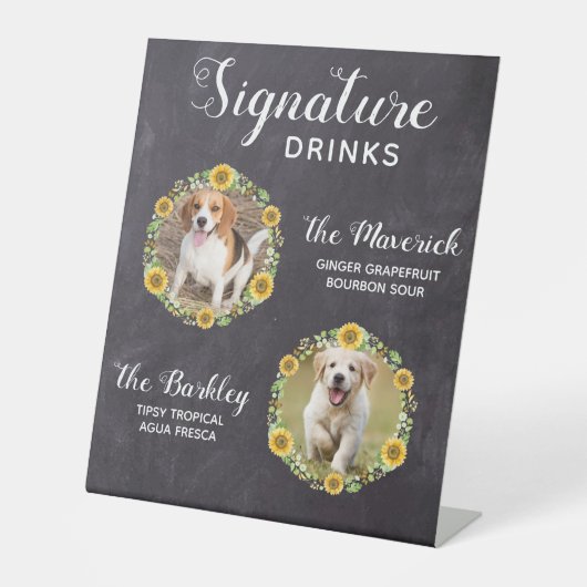 シグネチャードリンクひまわり犬ペット結婚ズ 台座サイン (正面)