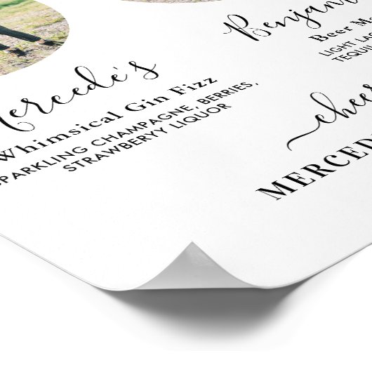 シグネチャードリンクエレガントカスタムバー写真結婚 ポスター (角)