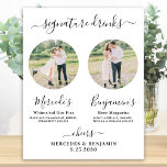 シグネチャードリンクエレガントカスタムバー写真結婚 ポスター<br><div class="desc">シグネチャードリンク！書道シンプルもエレガント、この特徴的な飲み物バーの看板は、お好みの飲み物と一緒に二つのカクテル「新婦」と「新郎パーソナライズされた」を備えている。おカスタマイズお気に入りの客様の写真やカップルの写真や名前やシグネチャードリンクとエレガントな結婚式のサイン！ペットカスタマイズのシグネチャードリンクの写真もお気に入りのペット用に結婚も！犬や猫の写真でパーソナライズ。COPYRIGHT © 2020 Judy Burrows,  Black Dog Art - All Rights Reserved.シグネチャードリンクエレガントスカスタムバー結婚ポスター</div>