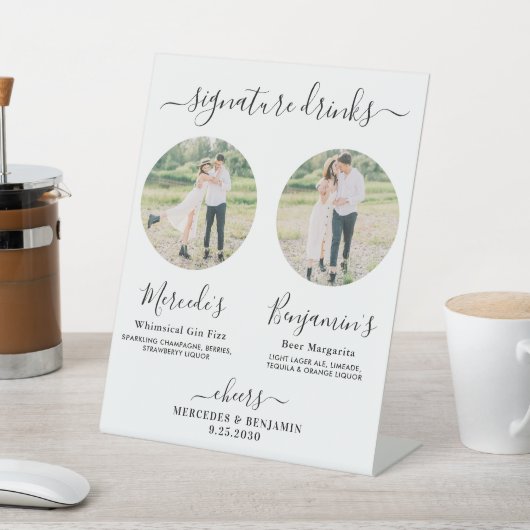シグネチャードリンクエレガントカスタムバー写真結婚 台座サイン (インサイチュ)